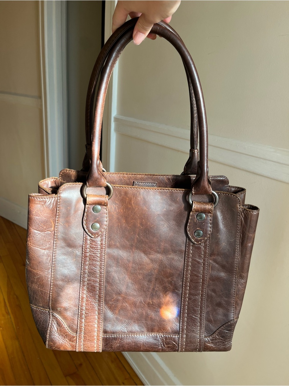 Frye Dark Brown Mellissa Leather ShoulderBag
